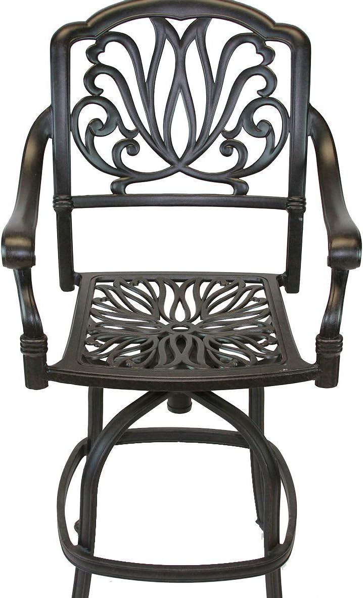 Elizabeth Cast Aluminum Powder Coated 6pc Outdoor Patio Swivel Bar Stools - Antique Bronze