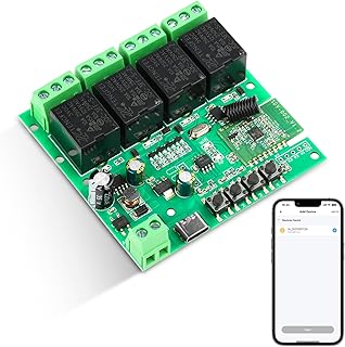 Diymore 4 Kanal WIFI Drahtlos-Relais,DC7-32V Delay Switch Control Momentary Inching Relais,USB 5V Smart-Schalter-Modul,Selbstsperrendes Schaltermodul für DIY Smart Home Fernsteuerung