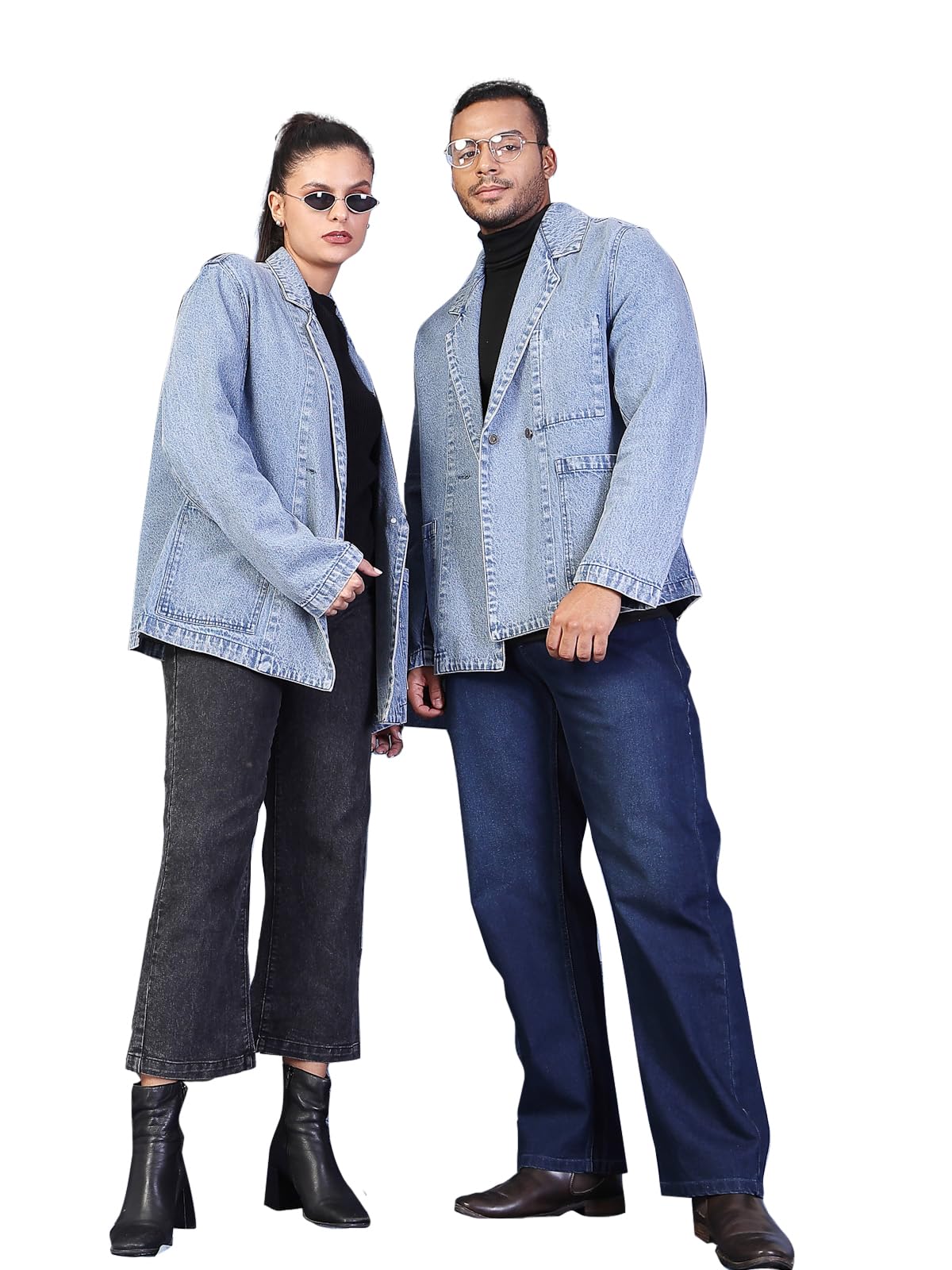 Oversized Denim Blazer Solid Full Sleeves Oversized Fit Casual Blazer for Unisex-picture-38
