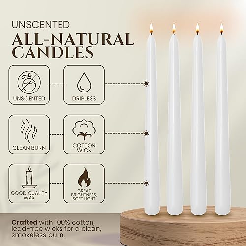 Miniatura 3 de Axiom - Paquete de 10 velas rectas sin perfume para el hogar, 9.06 pulgadas de largo, 10 horas de tiempo de combustión, velas de cera prémium para