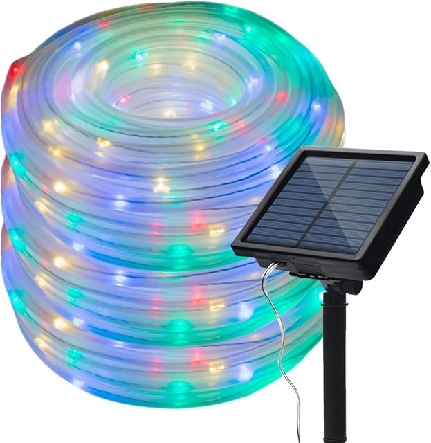 KINGCOO 200led Solar Rope Lights Outdoor, Waterproof Waterproof 72FT Tube Copper Wire Pipe Twinkling Solar Fairy String Lights for Garden Yard Wedding Party Christmas Lighting Decorations(Multicolor)