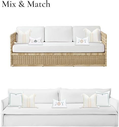 Miniatura 4 de Hofdeco Premium Funda de almohada otoñal para patio interior y exterior, 18 x 18 pulgadas, repelente al agua para patio trasero, sofá, borla de