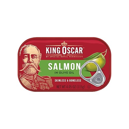 Miniatura 3 de King Oscar Salmón premium en aceite de oliva, latas de 4.05 onzas (paquete de 12, el embalaje puede variar), salmón sin piel y sin hueso