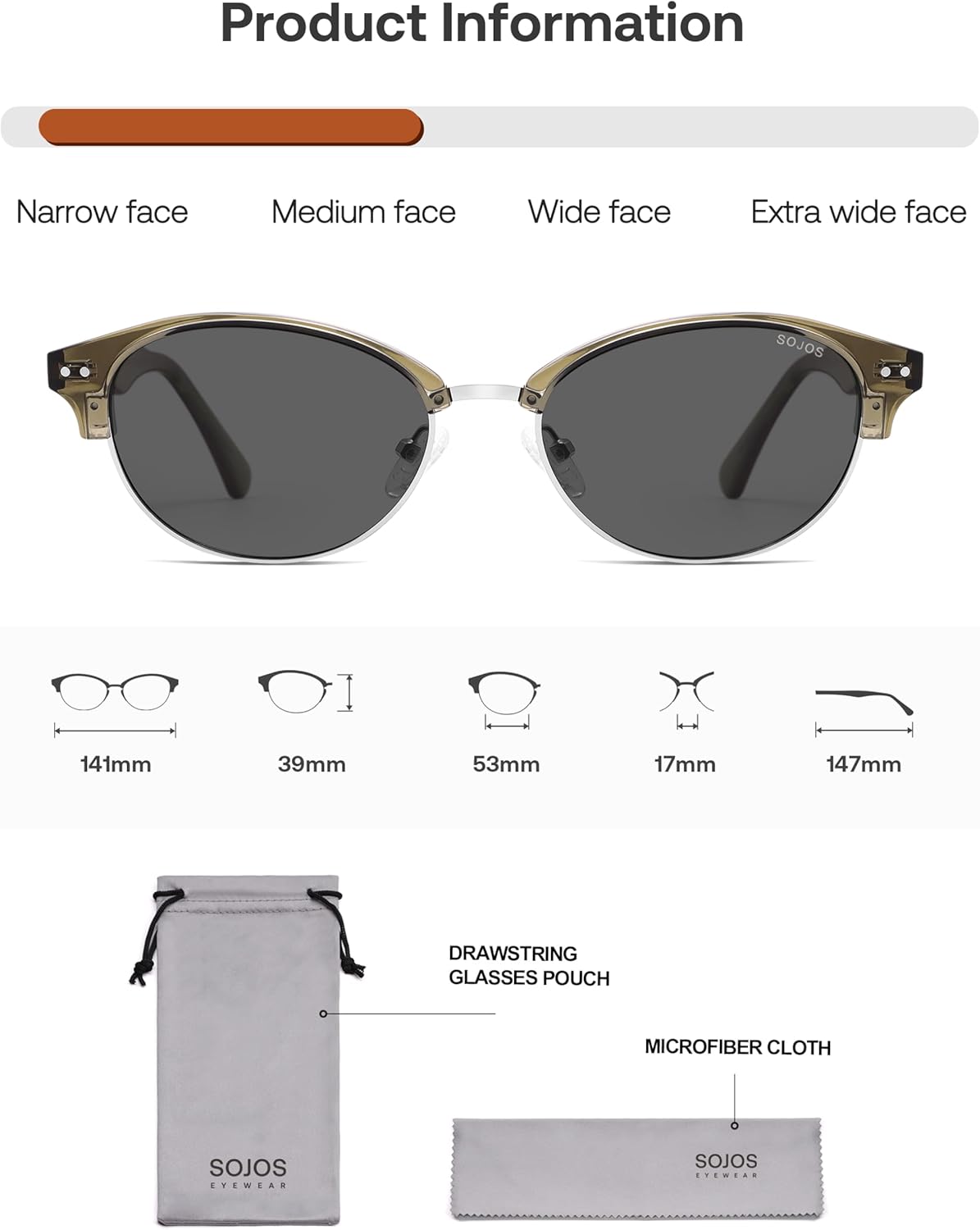 SOJOS Trendy Oval Polarized Sunglasses for Women Retro Cute Shades Sunnies SJ2687 Global Recycled Standard Global Recycled Standard Global Recycled Standard - Image 5