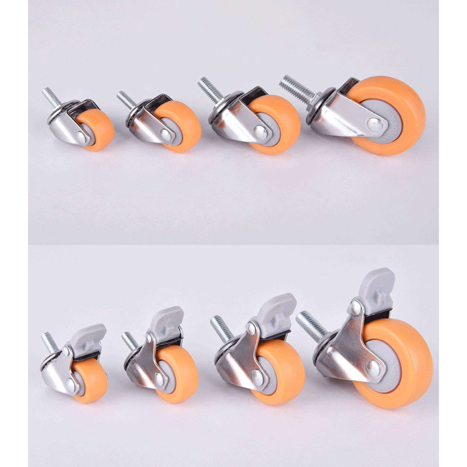5 Pièces Roulette Charge Lourde,roulettes Pivotantes avec Tige Filetée,Petites roulettes pour Meubles,avec Frein,M6/M8/M10,Capacité de Charge 30 KG par roulettes
