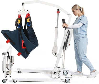 Electric Patient Lift, Foldable Transfer for Home Use, Portable Electric Patient Transfer Lift, 500lbs Electric Body Transfer w/Commode Sling, Installation Free, Emergency Stop