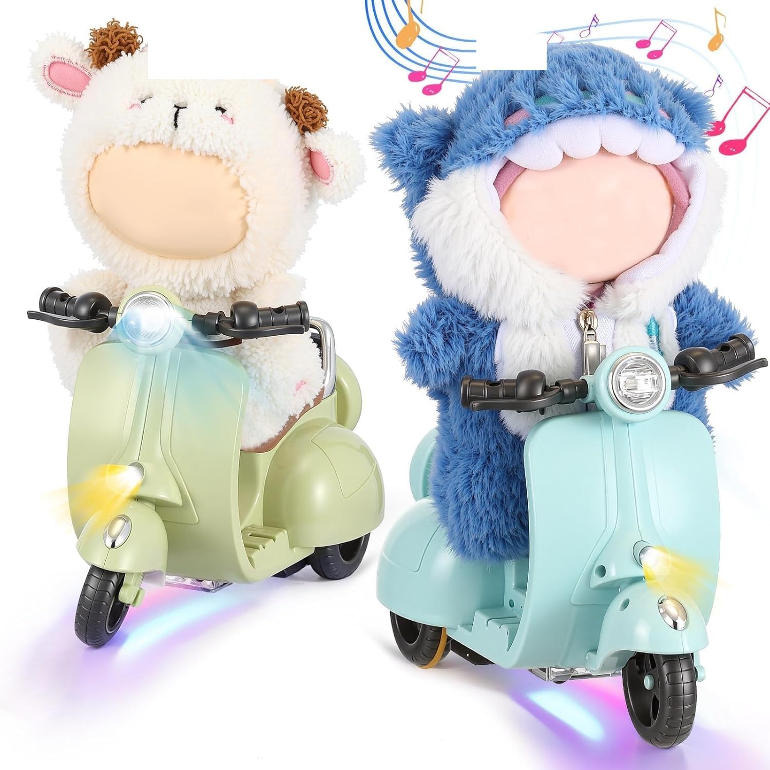 Doll Scooter Toy Set – 2 Mini Electric Scooters with Battery Access