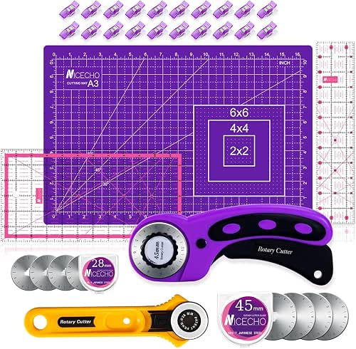 Rotary Cutter Set,Nicecho Sewing Quilting Supplies,45mm & 28 mm Fabric