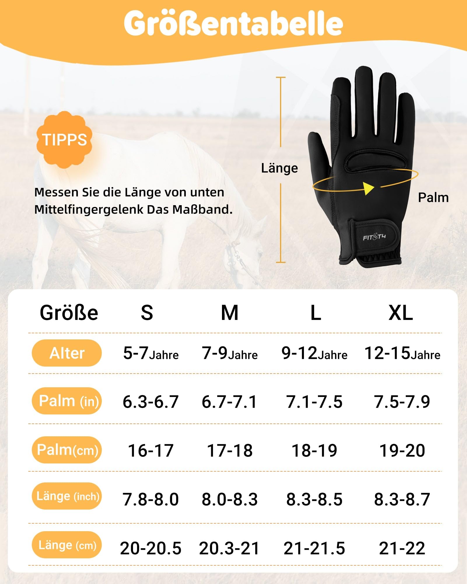 FitsT4 Sports Reithandschuhe Kinder Winter Grip rutschfest Handschuhe Reiten Kinder Jungen Mädchen mit Touchscreen-Design für Reitsport Sports