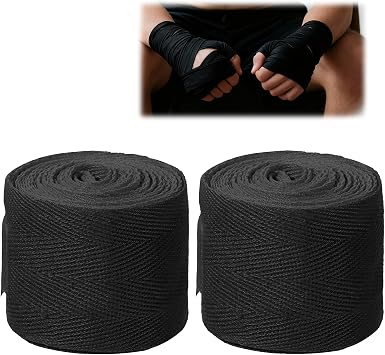 2Pack Kids Boxing Hand Wraps, Boxing Elastic Mexican Hand Wrap Elastic Wrist Compression Bandage Elastics Hands Wraps for MMA, Hands Protection for Boxings Gloves Under Mitts Wrist Protection, Black
