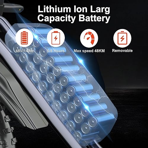 Miniatura 3 de JANSNO Bicicleta eléctrica de 20 x 4.0 para adultos con motor sin escobillas de 750 W, batería extraíble de 48 V 12.8 Ah, transmisión Shimano de 7