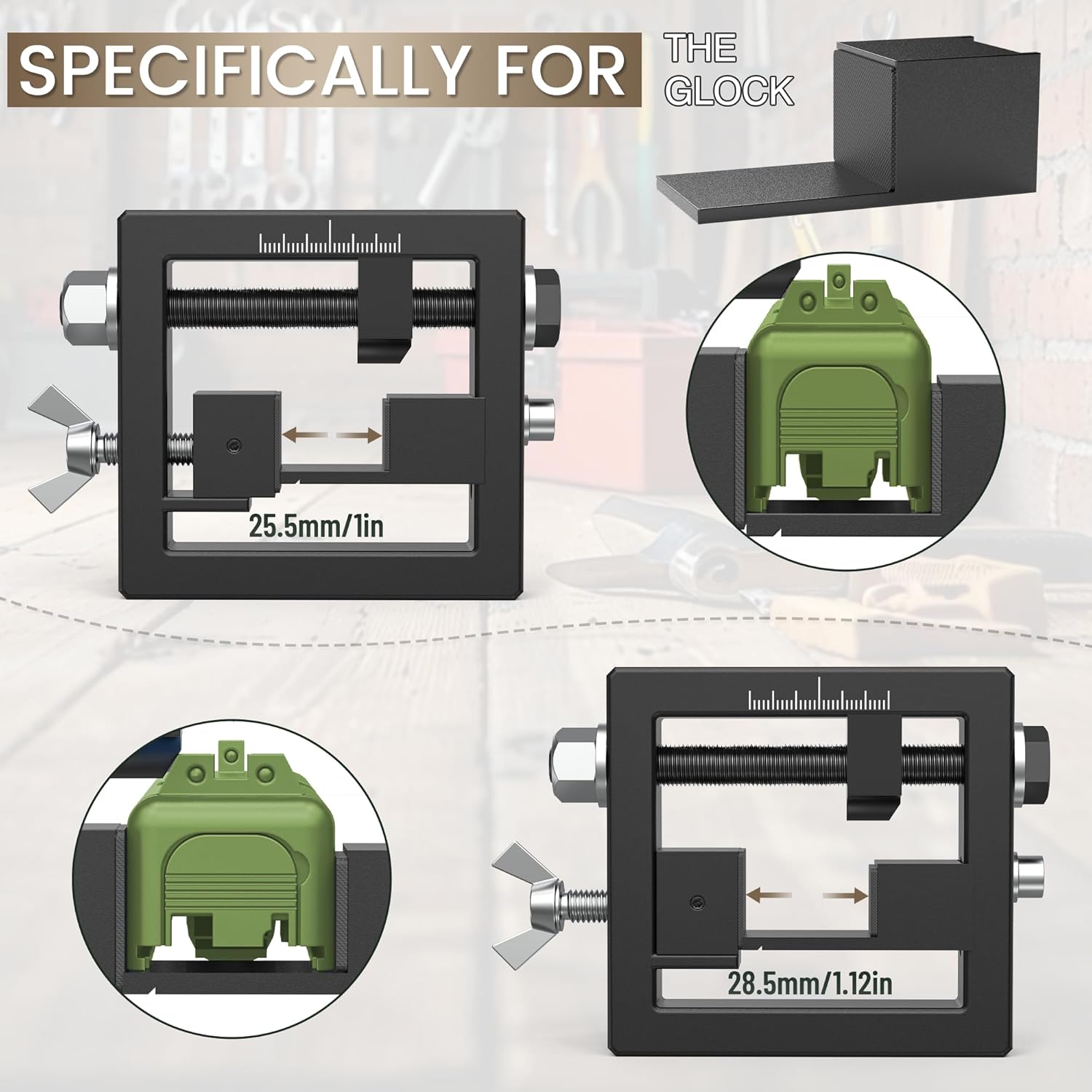SporGain Pistol Sight Pusher Tool, Front and Rear Sight Removal Adjustment, Specialised Tool for Pistol, Heavy-Duty Design Compatible with Glock 19/43 and Similar Models