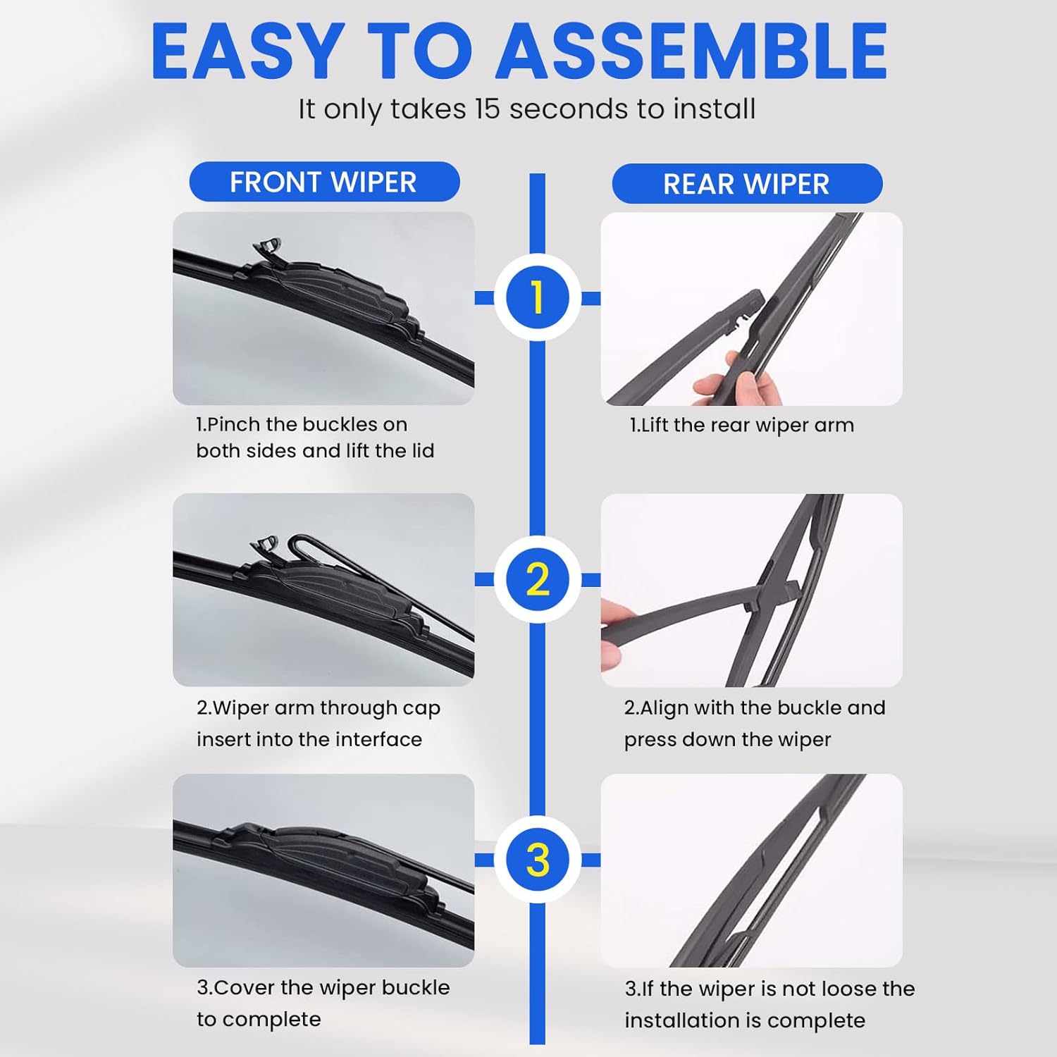 ANIKLUIM® Windshield Wipers for 2011 2010 2009 2008 2007 Honda CR-V,26 Inch+16 Inch+14 Inch Front and Rear Wiper Blades,Easy to Install (Pack of 3)