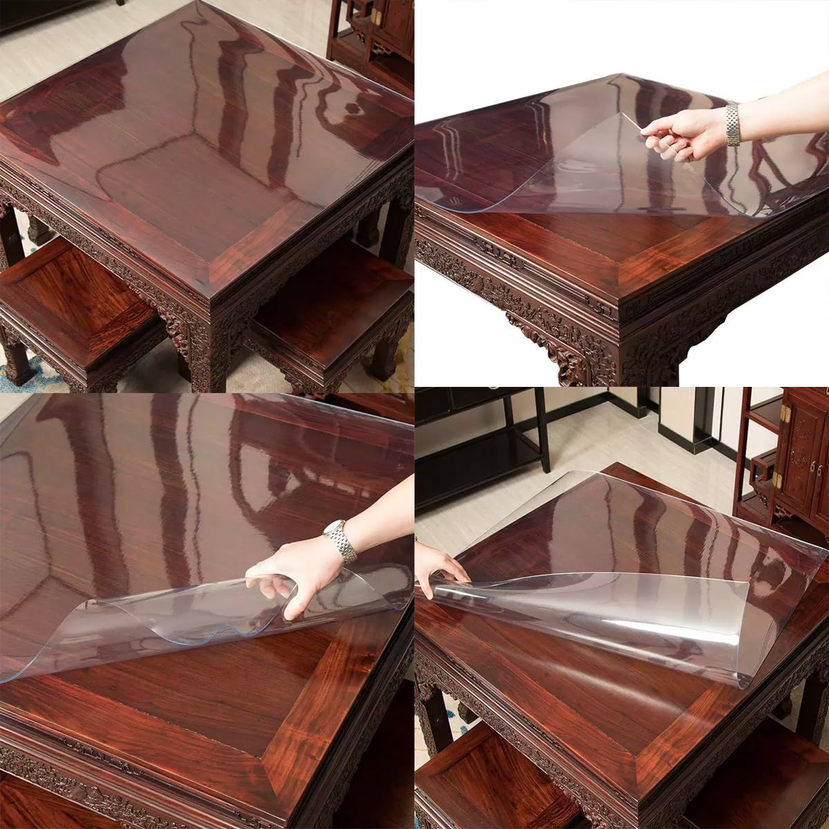 Sous-main de bureau en PVC transparent – 1 mm d'épaisseur – Tapis de table multifonction pour salle à manger et table de chevet facile à nettoyer Options de taille : 55,9 x 129,5 cm et 71,1 x 150,9 cm