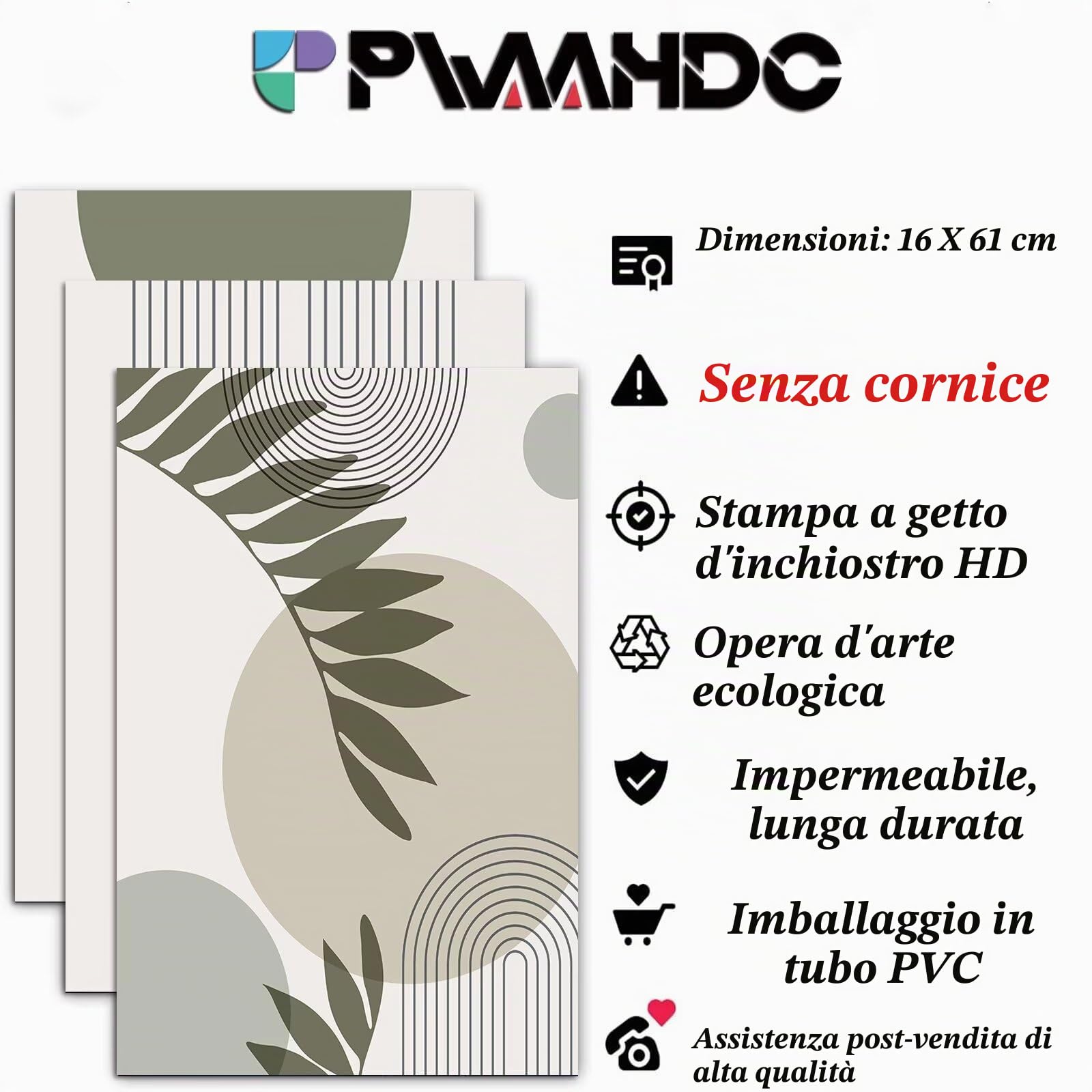 PWAAHDC Set di 3 Stampe Artistiche da Parete su Tela Verde Salvia - Poster Moderni e Minimalisti per Decorazioni Eleganti in Stile Boho - Senza Cornice, 40 x 60 cm