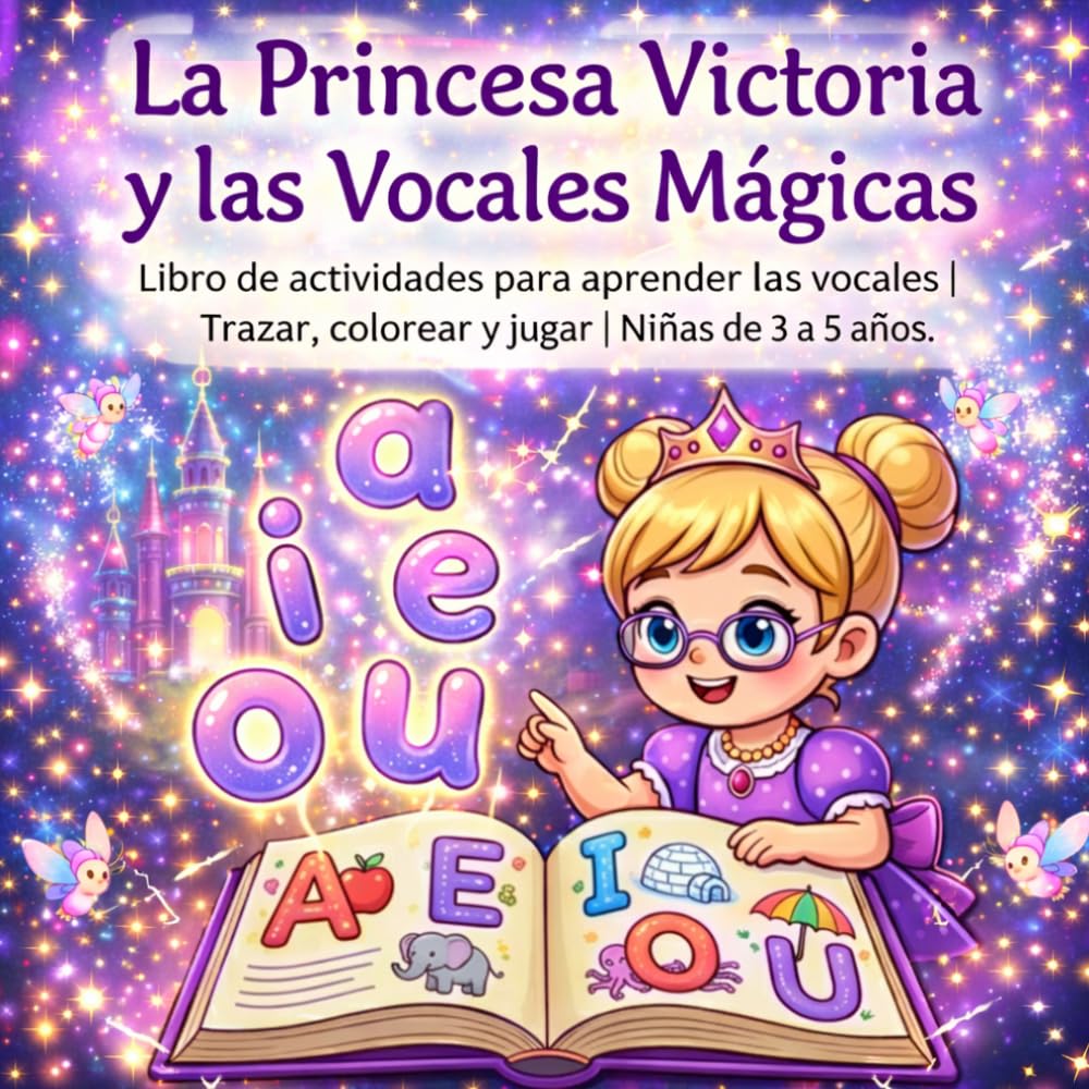 La Princesa Victoria y las Vocales Mágicas: Libro de actividades a todo color para niñas de 3 a 5 años | Aprende jugando, trazar y colorear (El Mundo Mágico de Princesas y Príncipes)