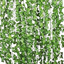 Benvo 12 Pack (84 Ft) Fake Ivy Artificial Leaves Real-Looking Greenery Hanging Garlands Vine Plants Life-Like Foliage Leaf for Party Wedding Garden Kitchen Home Office Wall Stair Swing Decoration