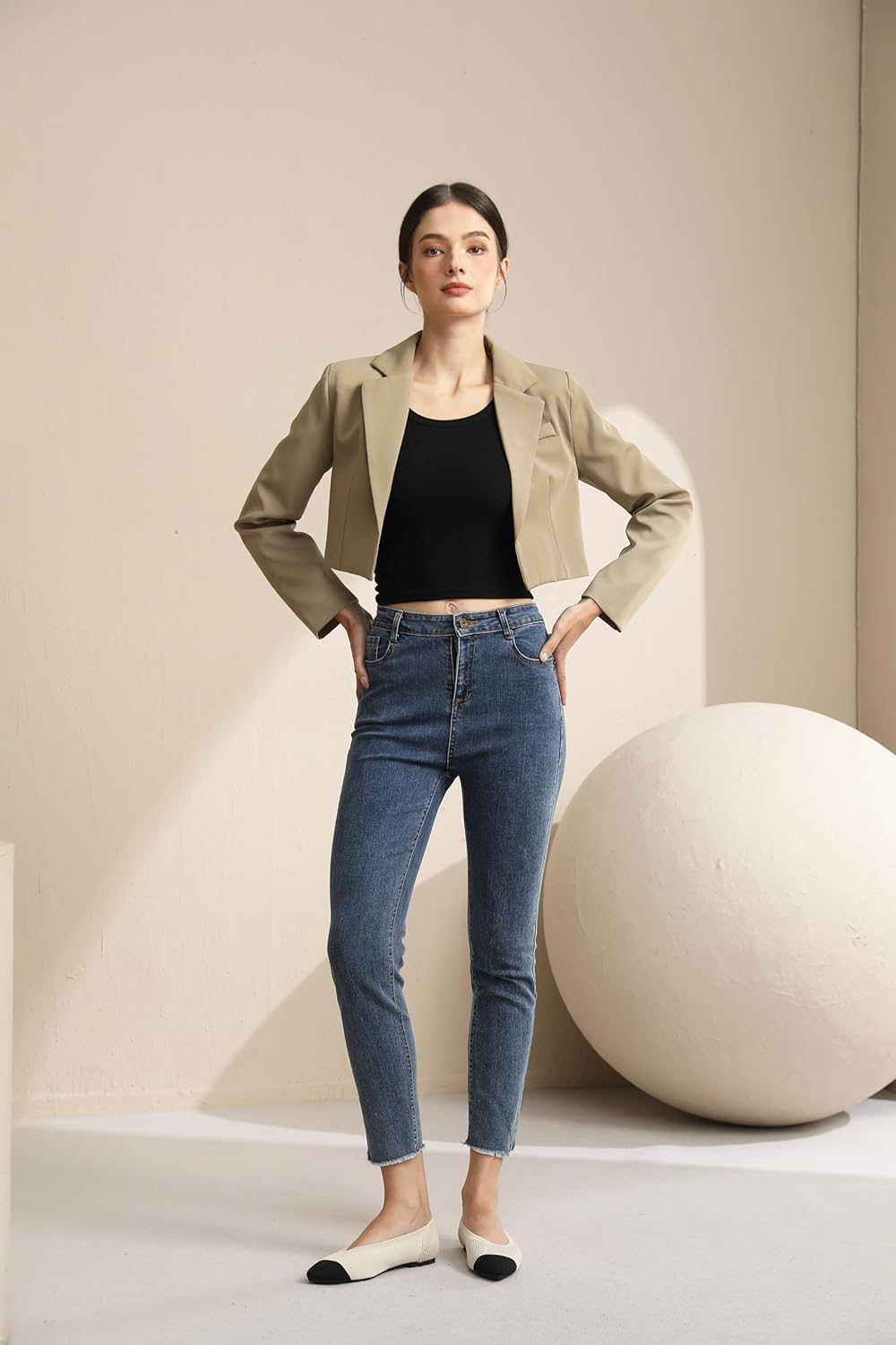 Vipost Knit Ballet Flats for Women, Pointed Toe Foldable Slip On Flats Shoes - Lightweight Breathable Dressy Flats for Work, Travel, Wedding Black and Beige - Image 5