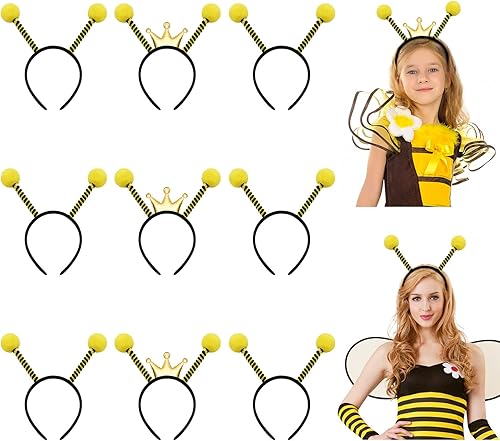 FRCOLOR 9Pcs Bee Headbands for Party Bee Tentacle Headbands Bee Hair Hoop Tentacle Hair Band Costume Headband for Kids Adult