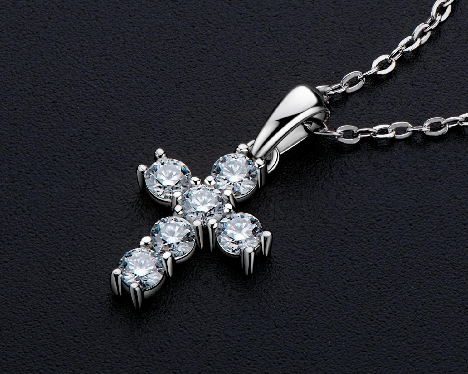AINUOSHI Cross Necklace for Women Sterling Silver Moissanite Dainty Necklaces Jewelry Gifts for Her Mom Girlfriend Mama Wife