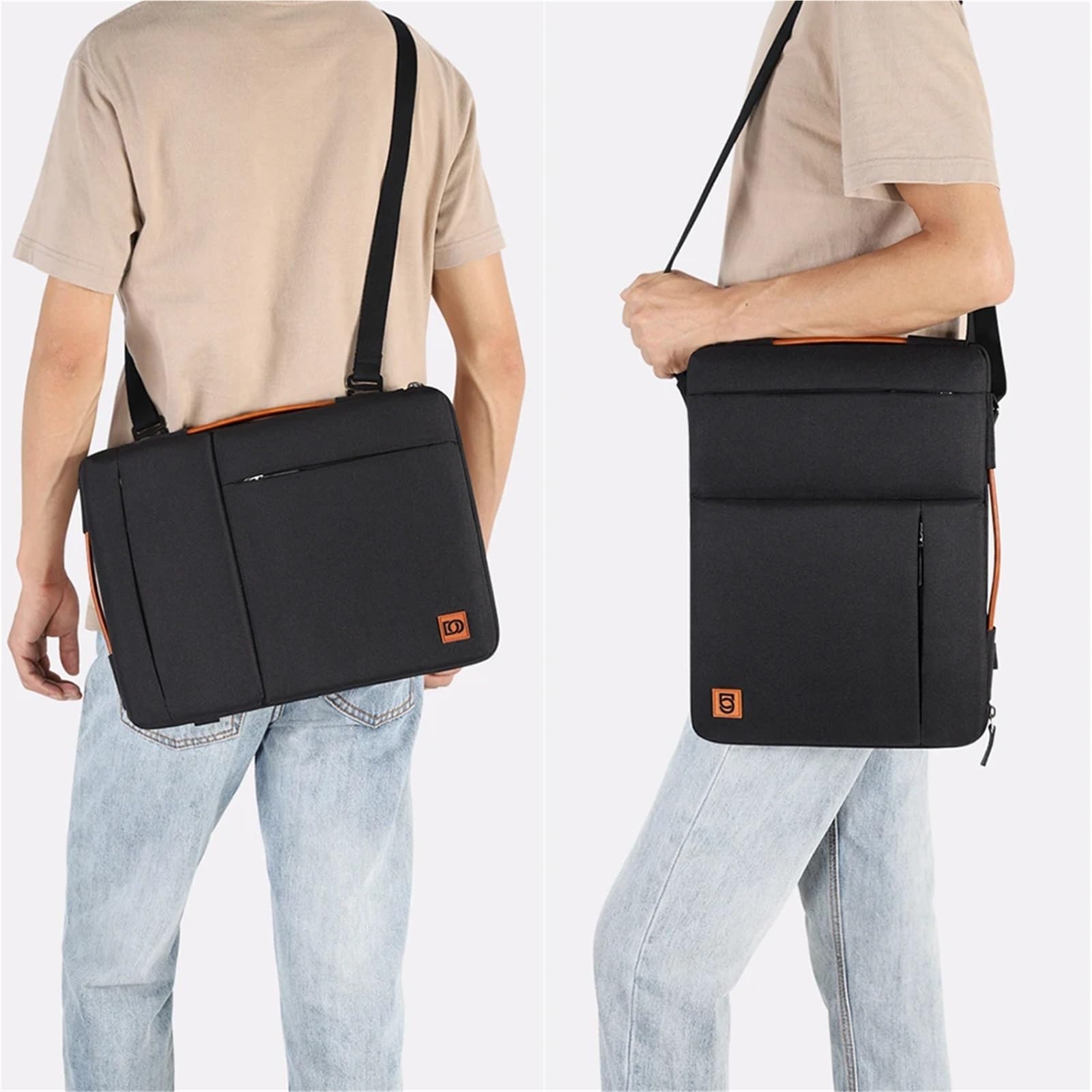 Borsa multiuso for laptop con tracolla e maniglia for notebook da 10", 13", 14", 15,6" e 17", antiurto, nera