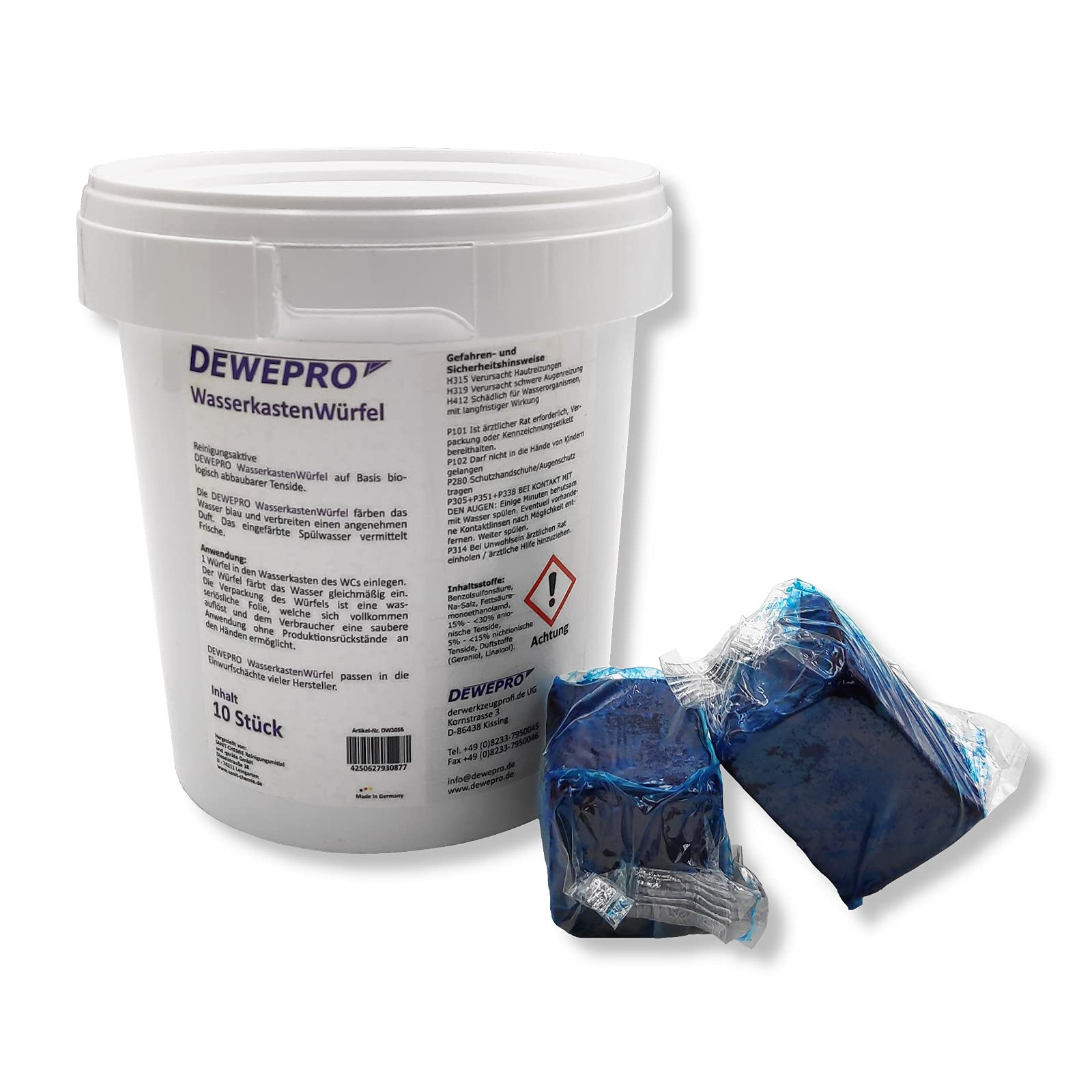 DEWEPRO - Set di 2 barattoli di pastiglie detergenti da 10 cubetti per WC da inserire nella cassetta dell’acqua di scarico per la freschezza del bagno