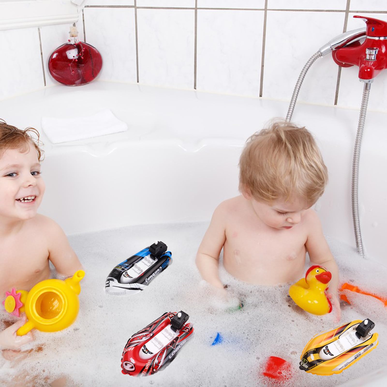 3pcs Wind Up Boat Bath Toys ,Boat Inflatable Clockwork Toys Bath Toy Play Water Toys Bathtub Floating Toy Inflatable Paddle Boat Wind Up Toys Gifts(Not suitable for children under 12 years old) - Image 4