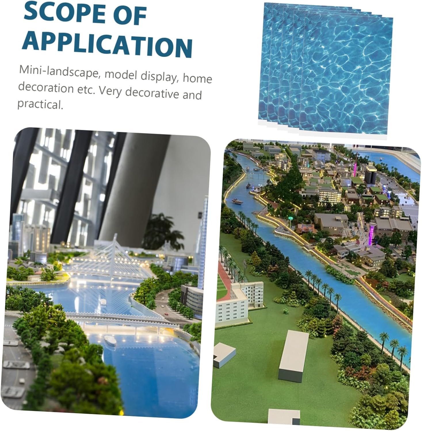 VILLCASE 10sheets DIY Artificial River Water Texture Stickers for Micro Landscape Decoration for Sand Table Models and Garden Decor Easy to Use Material