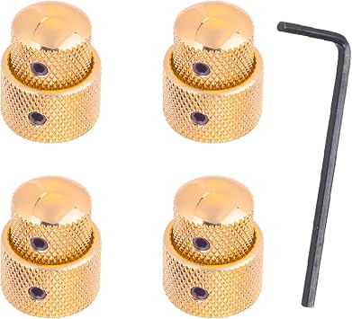 4Pcs Guitar Dual Concentric Stacked Control Knobs Sets Metal with Wrench Replacement for Electric Guitar Bass, GoldArched top