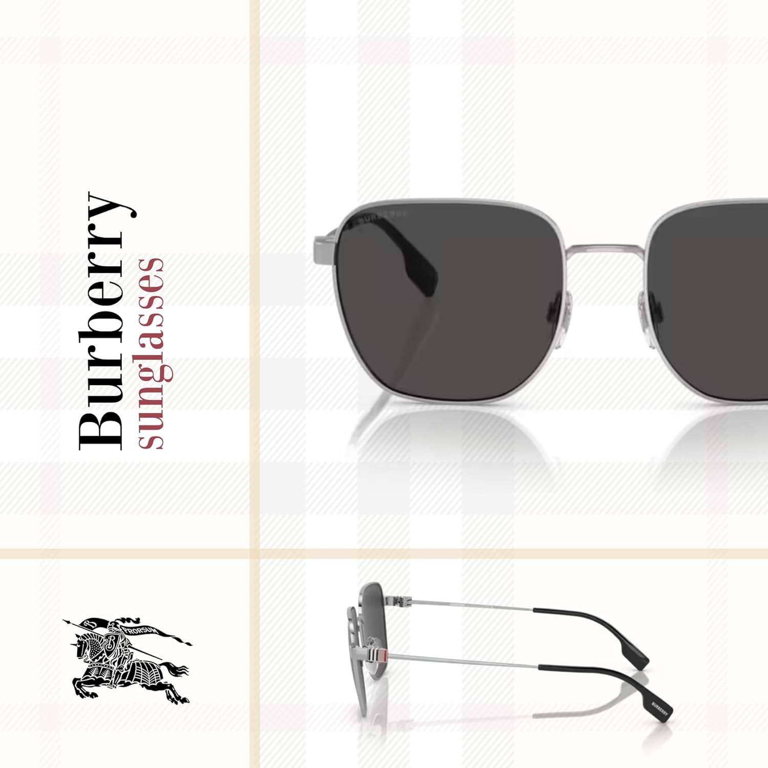 BURBERRY DREW BE3142 Square Sunglasses for Men +BUNDLE with ACCESSORY EYEWEAR KIT