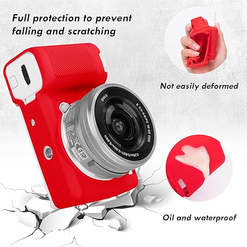 Miniatura 4 de Rieibi ZVE10 Caso, Funda Protectora De Silicona Suave Para Sony ZV-E10 ZVE10 Cámara, Cubierta De Goma Ligera Para Sony Alpha ZVE10 - Rojo