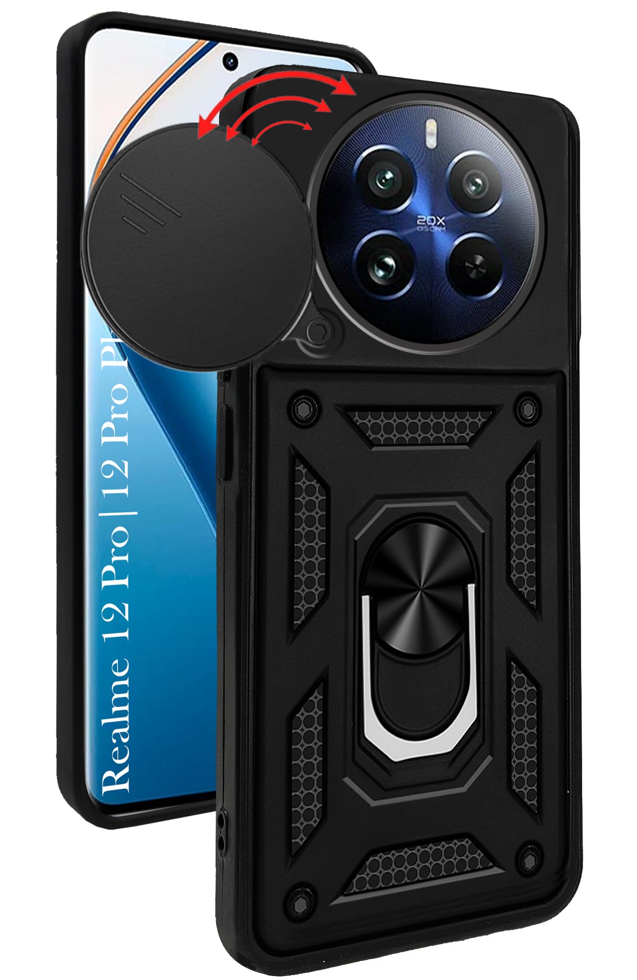 Jkobi Back Cover Case for Realme 12 Pro Plus | Realme 12 Pro (Hybrid Dual Armor Polycarbonate | Carbon Black) (B0D54FXDHT) Amazon Price History, Amazon Price Tracker