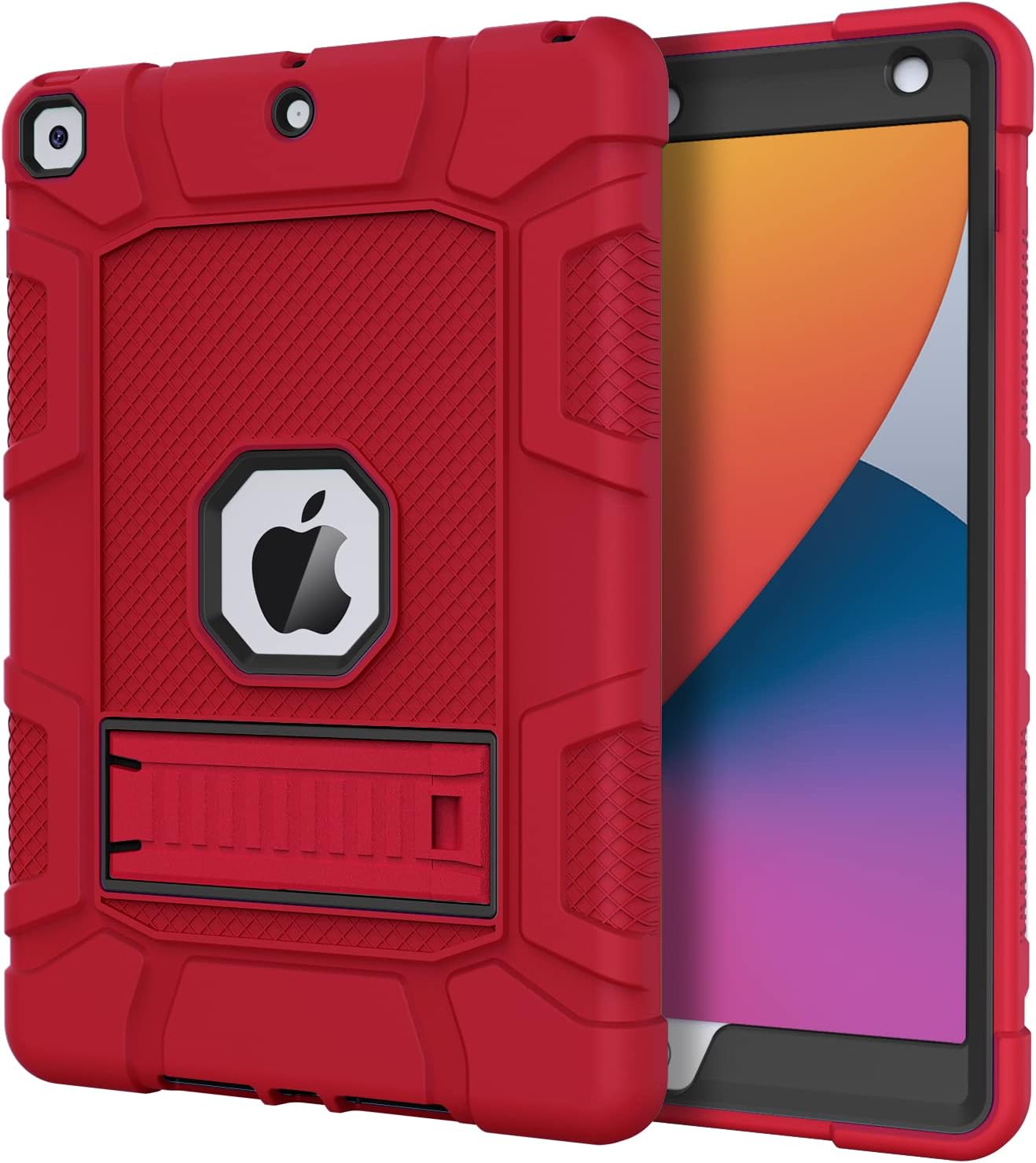 Case for iPad 9th/8th Generation (10.2 Inch, 2021/2020 Model), Slim Heavy Duty Shockproof Rugged Protective Case for iPad 10.2 inch (Red)