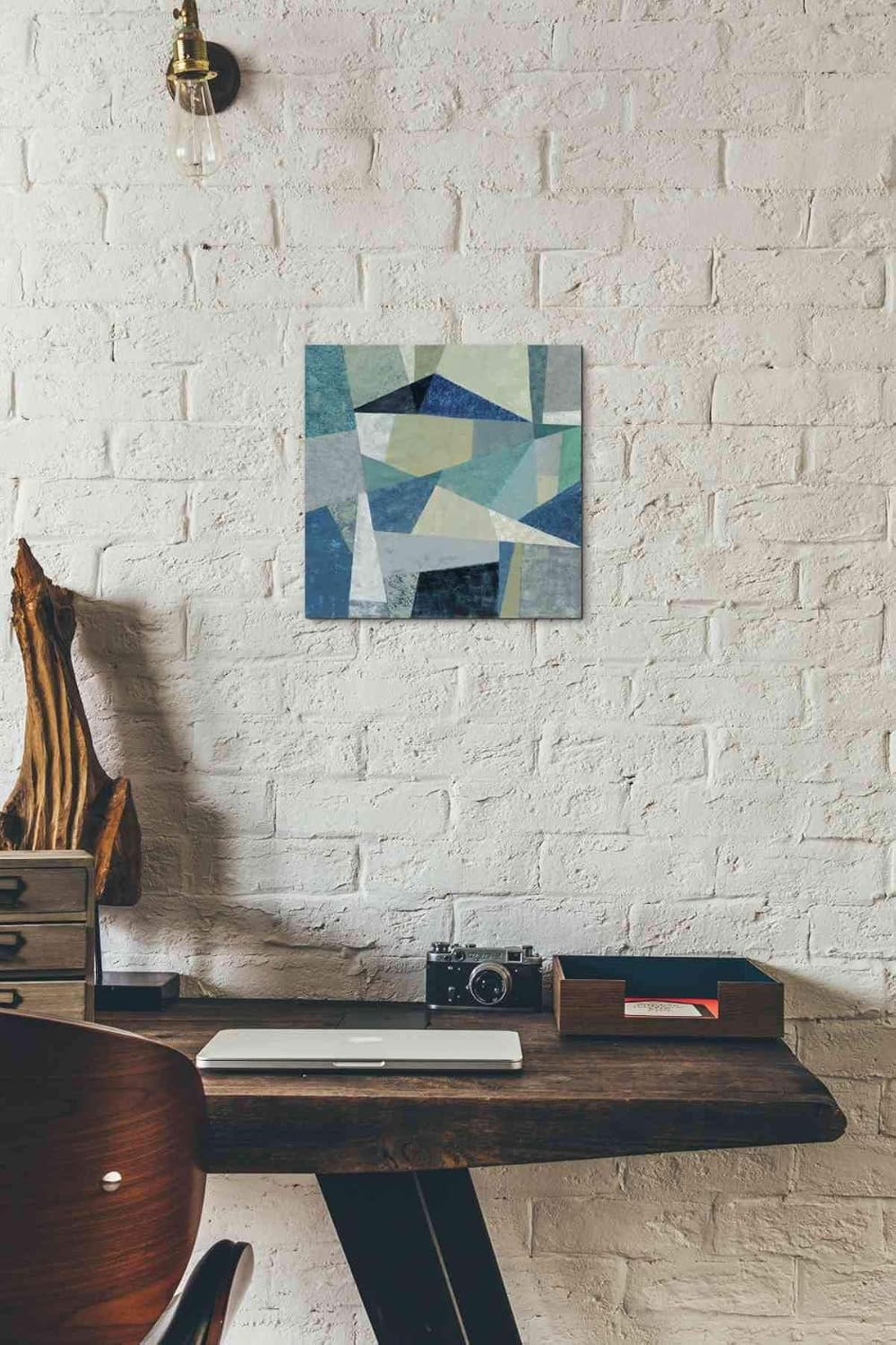 Epic Graffiti 'Indigo Geo Metric' by Silvia Vassileva, Canvas Wall Art, 12"x12"