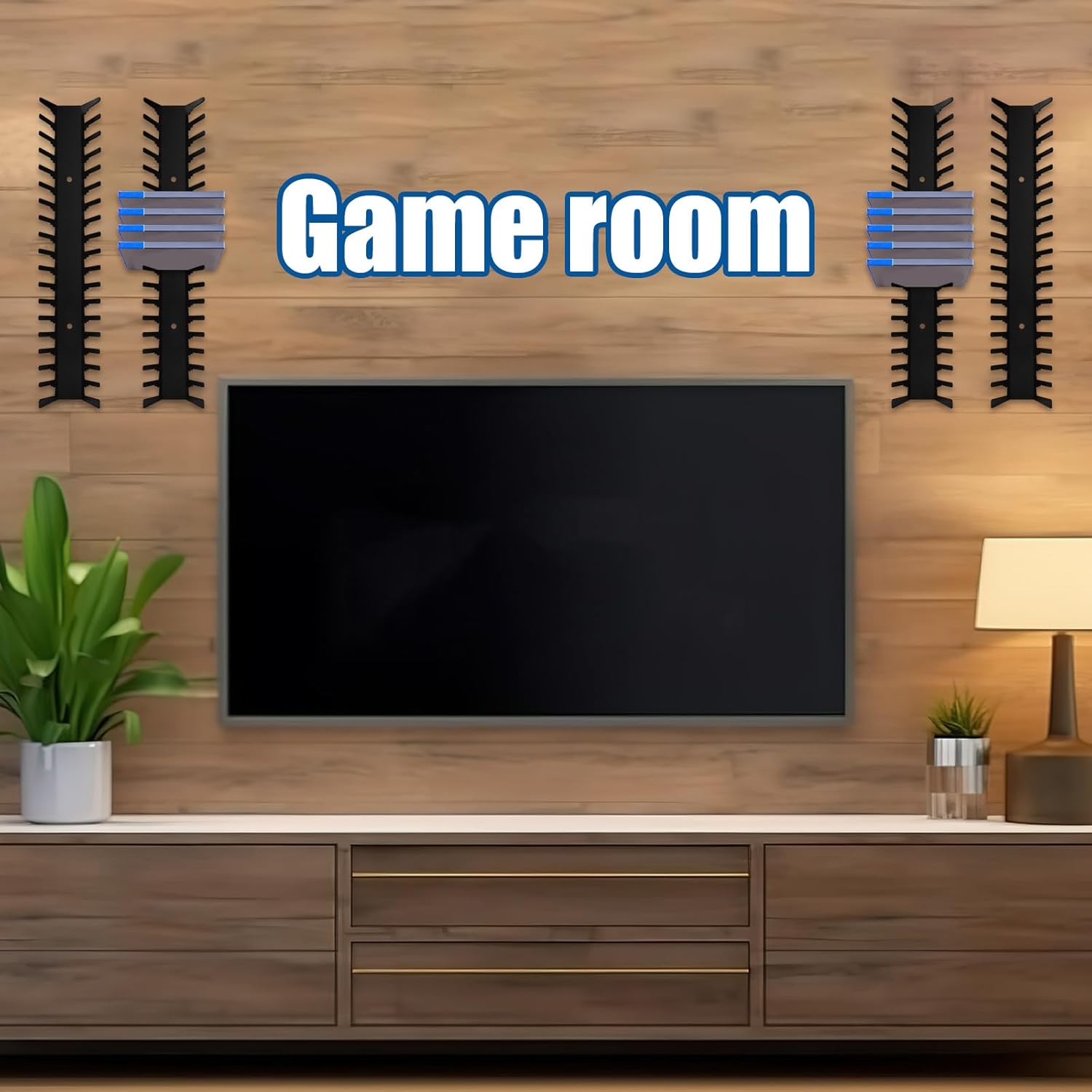 Penitue 4pcs Heavy Duty Metal Video Game Storage Wall Mount, Game Case Holder Media Shelf Organizer Rack for Xbox Series X DVD CD Blu-Ray Discs (Holds up to 76 Cases)
