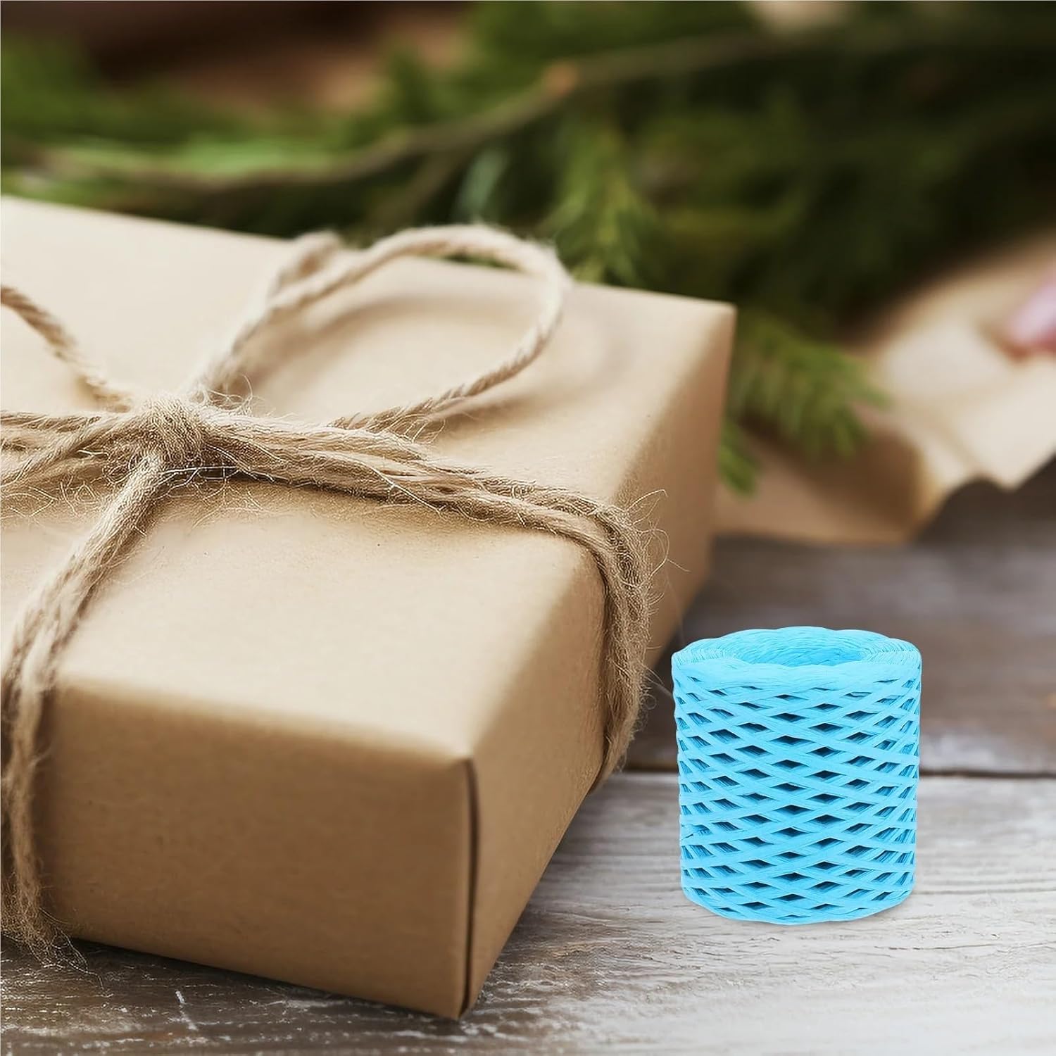 Raffia Ribbon for Gift Wrapping 5 Roll Raffia Paper Rope Craft Twine for Present Wrapping Hat Weaving Bouquet DIY Projects Packing Ribbon Decorative String