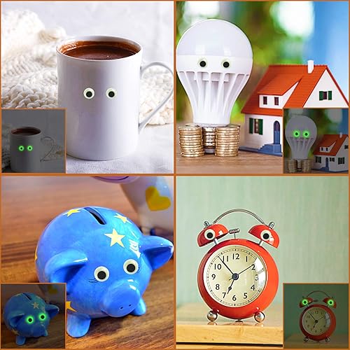 Miniatura 4 de UPINS 300 calcomanías autoadhesivas que brillan en ojos oscuros para manualidades, 0.59 pulgadas (0.591 in), para manualidades, adecuado para