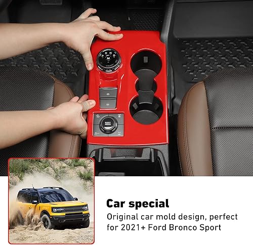 Miniatura 4 de Linskip Bronco Sport - Panel de cambio de marchas compatible con Ford Bronco Sport 2021 2022 2023, cubierta decorativa Bronco Sport para portavasos,