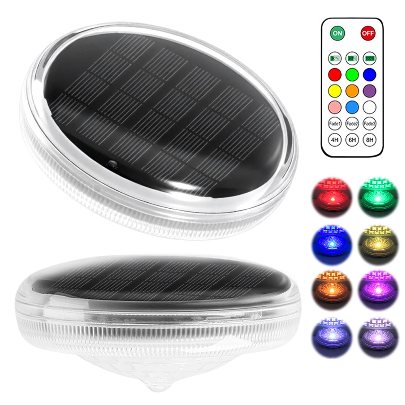 Lot De 2 Lumière Piscine Flottante, Lampe Piscine Rgb Led Avec Télécommande Et 9 Couleurs, Étanche Ip67 Éclairage Solaire De Piscine, Lumière Piscines Solaire Pour Spa, Fontaine, Étang, Jardin