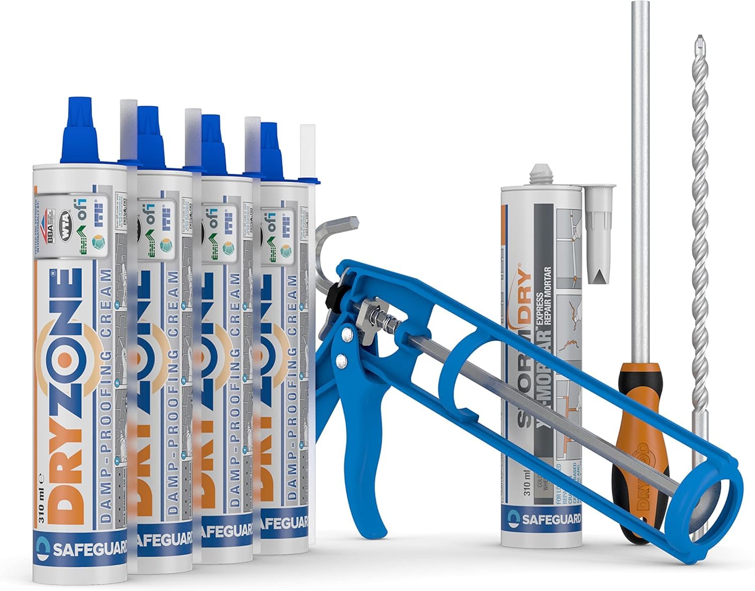 Dryzone Damp Proofing Cream Kit: 6M Coverage (9" Wall)Bba Approved Rising Damp TreatmentDpc Injection from B&Q
