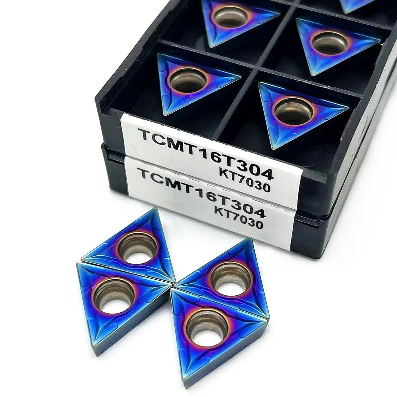 10PCS Blu Inserto TCMT16T304 TCMT16T308 KT7030 Utensile Per Tornitura Interna Inserti In Metallo Duro Per Acciaio Inossidabile(TCMT 16T308 KT7030)