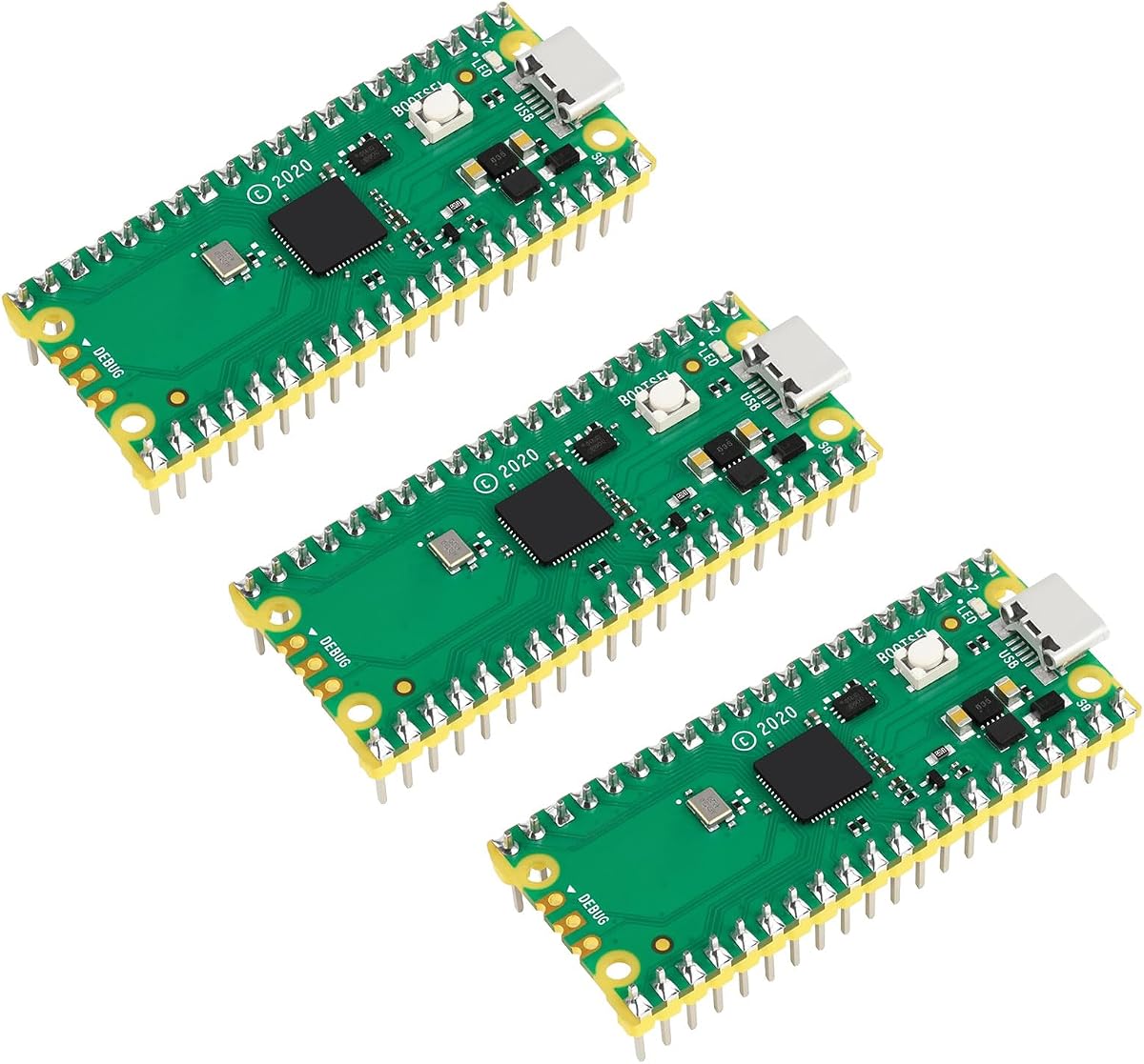 3 Pack Development Board Compatible with Raspberry Pi Pico RP2040, Solderable Header Version, Dual-Core ARM Cortex-M0+ Processor up to 133MHz, 2MB Flash, MicroPython & C/C++ for Learning & DIY