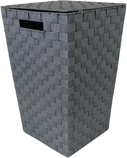 JVL Grey Tapered Laundry Basket with Inset Handles