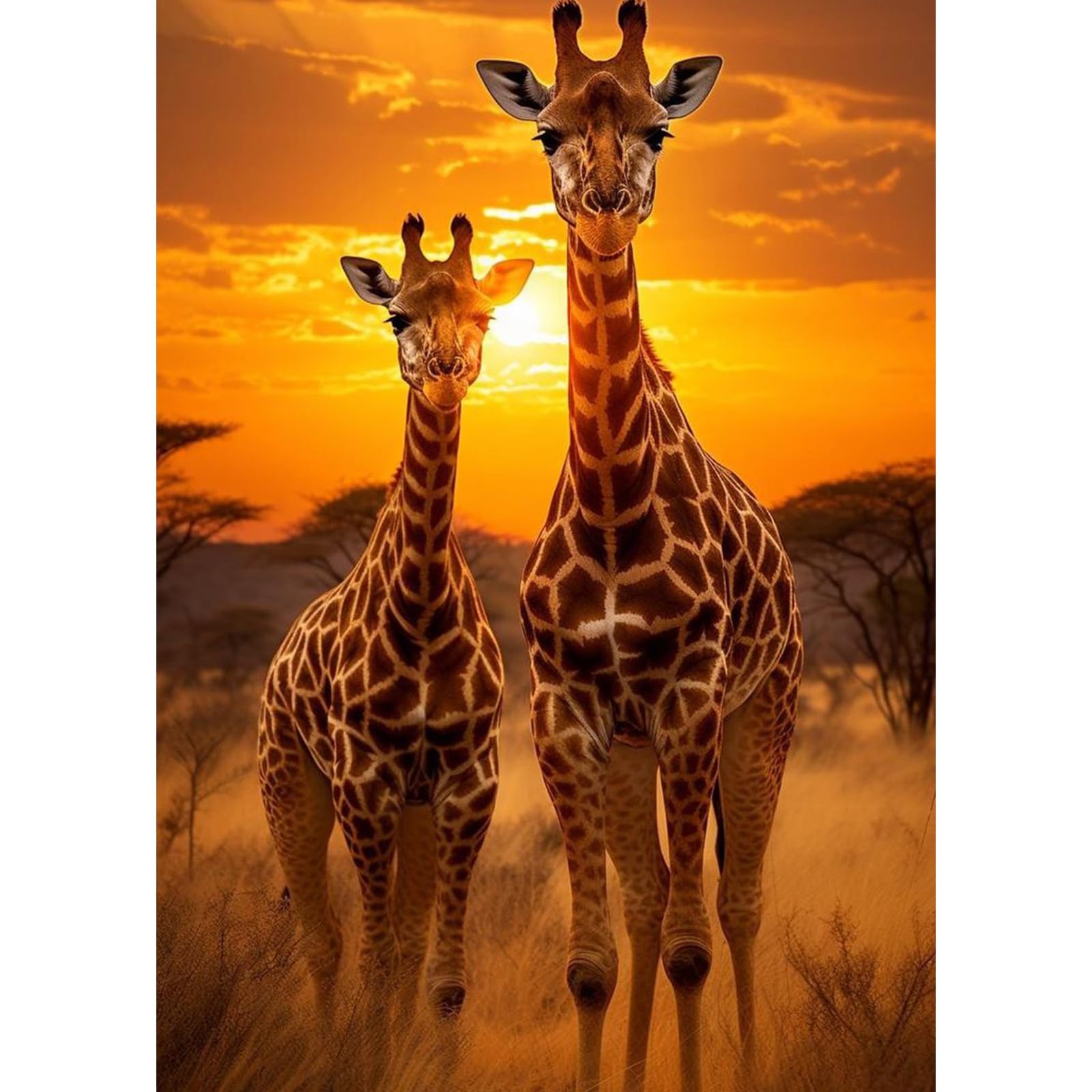 TOSTOG Diamond Painting Kits for Adults,Giraffes 5D DIY Diamond Art Kit, Tiger Full Drill Diamond Crystal Rhinestone Arts and Crafts Picture for Home Wall Decor 30x40cm (Animal)