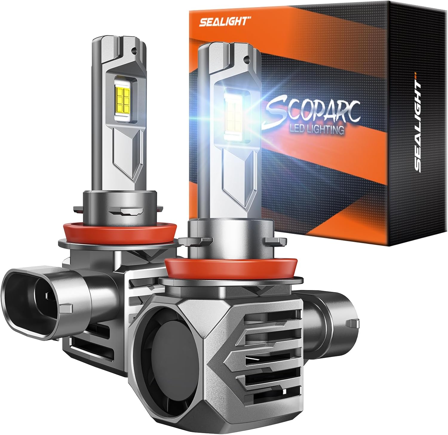 SEALIGHT H11/H8/H9 Bulb Brightest 60000LM, H11 Bulbs Also H9 Fog Lights 130W High Power and Wireless,Eye-Protected,3Mins Installation, Pack of 2