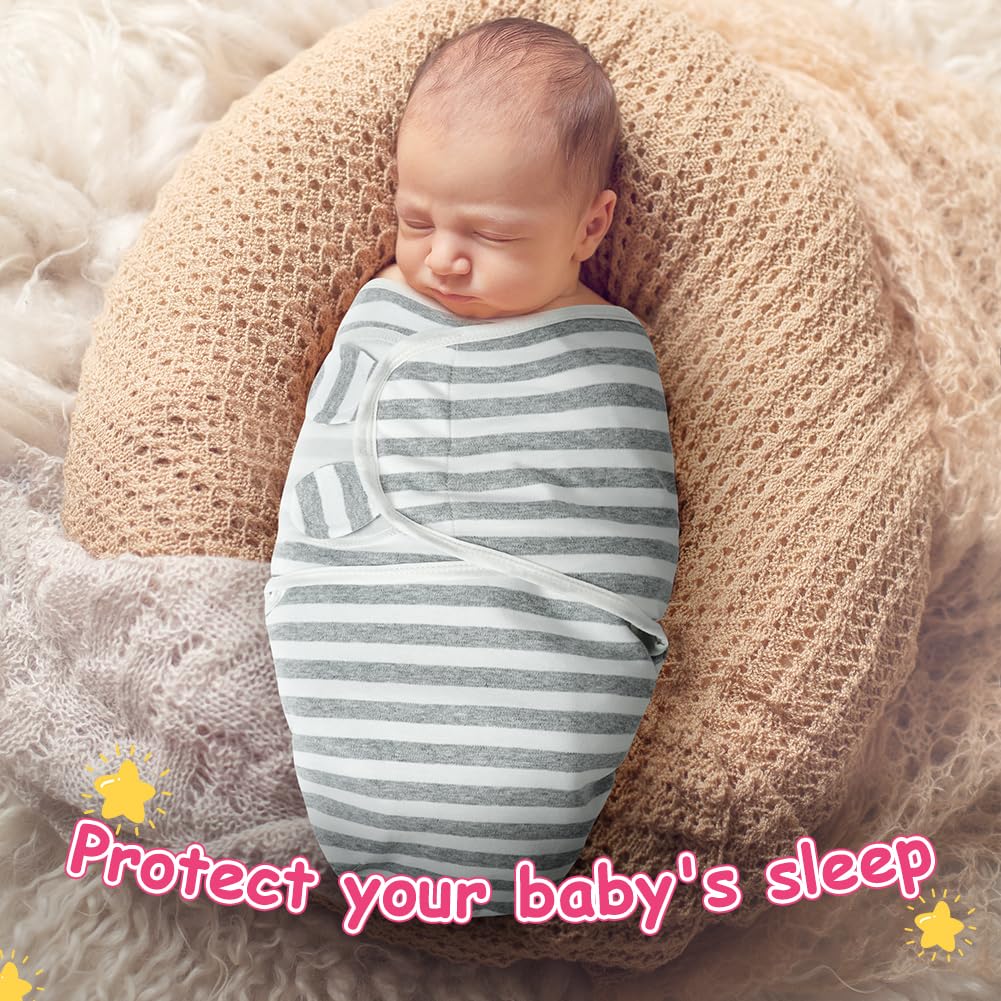 Coperta Neonato Swaddle, 3 Pezzi Sacco per il Sonno Ergonomico, Copertina Avvolgente Regolabile per Neonato, Morbido e Confortevole, Adatto per Neonati 0-3 Mesi