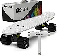 Skatro Skate Mini Cruiser. Placa de plástico estilo retrô de 56 x 15 cm vem completa