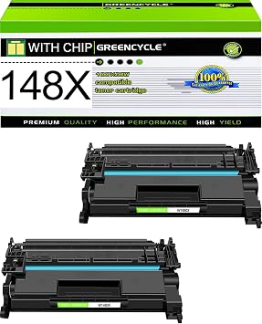 greencycle 148X with Chip Toner Cartridge Replacement Compatible for HP 148X Black Toner Cartridge W1480X Work with Laser Jet Pro 4001dw 4001dn 4001n MFP 4101fdw 4101fdn Ink Cartridge2PCS,with Chip