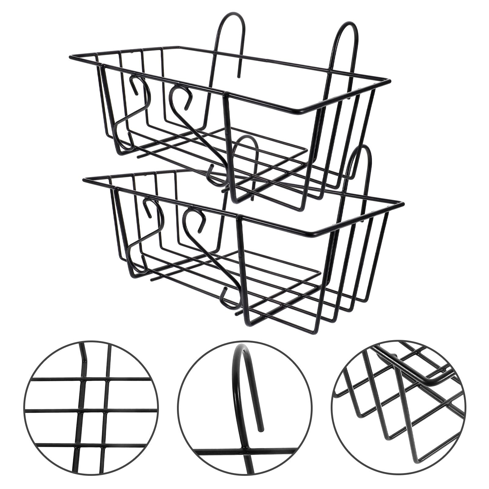 Soporte para Macetas Colgantes de Hierro Negro 2 Piezas, Práctico y Fácil de Usar, Adecuado para Balcón y Vallas de Jardín