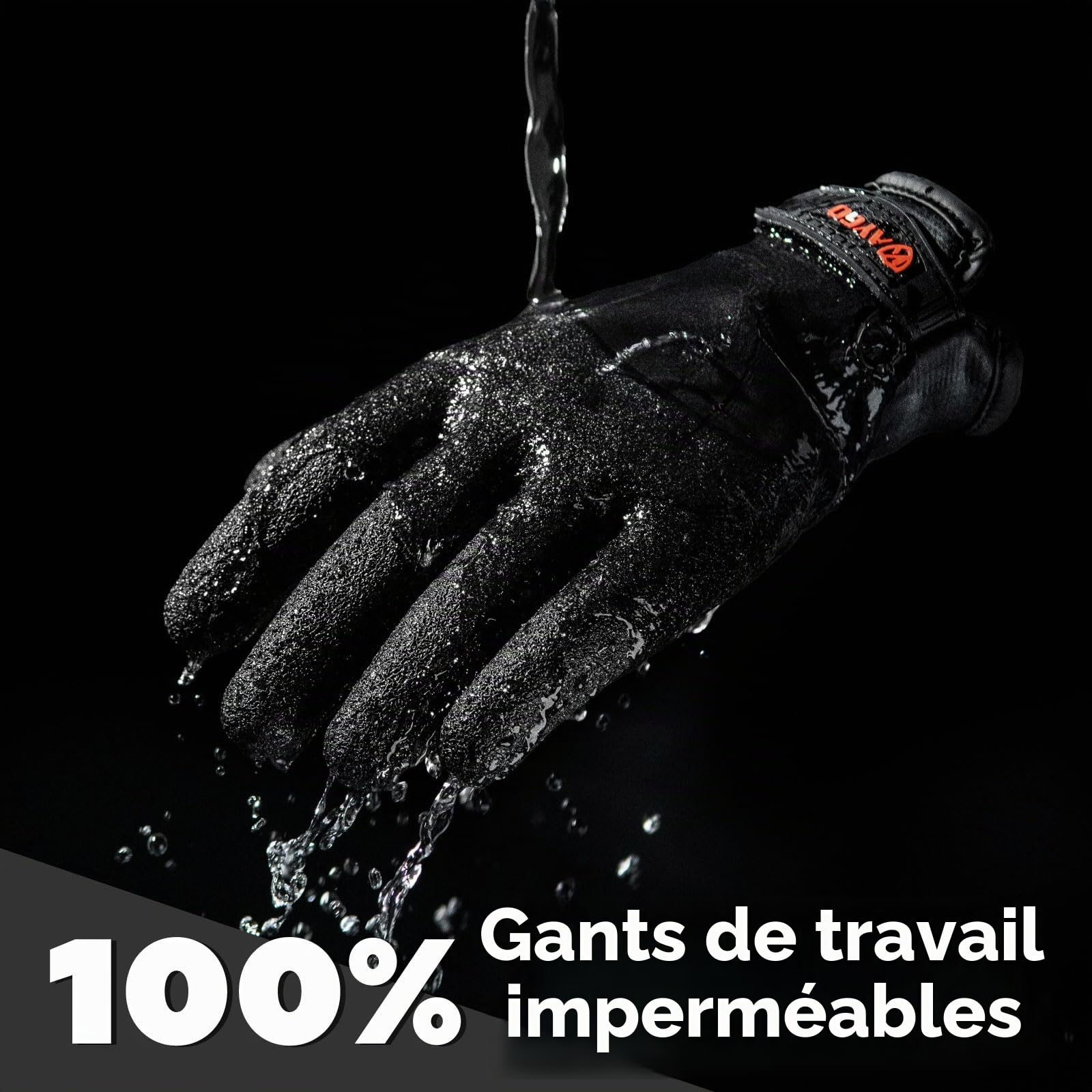KAYGO 3 paires gants de travail thermiques imperméables avec revêtement en latex pour toutes les mains, doublure isolante pour le travail extérieur par temps froid en hiver, KG140 (Noir, taille 9)